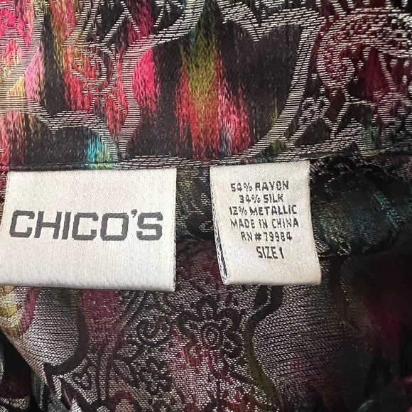 🔥🔥Chico's Blazer Floral Silver Metallic Rayon Silk Blend Size 1 Small - Picture 5 of 5